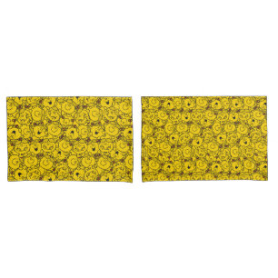 Little Miss Sunshine   Fun Yellow Smiles Pattern Pillowcase