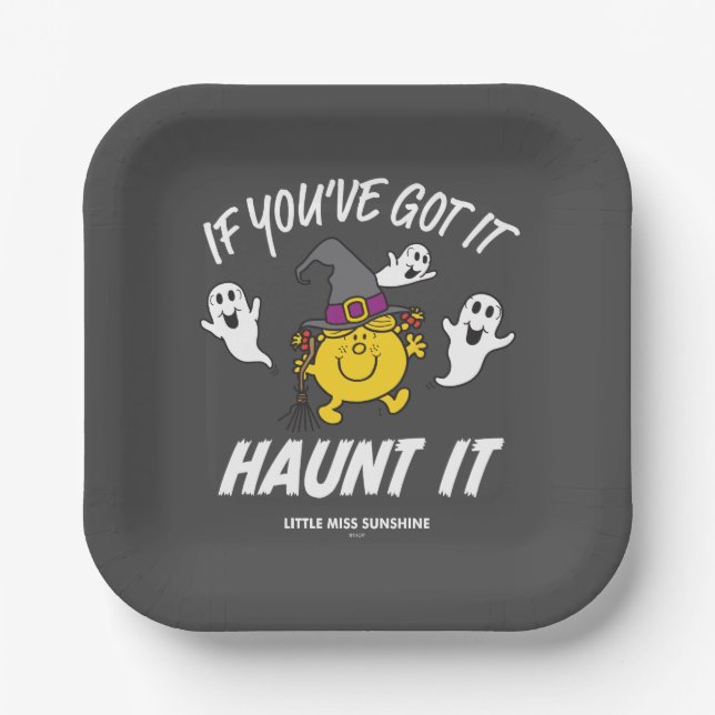 Little Miss Sunshine Haunt It Halloween Paper Plate (Front)