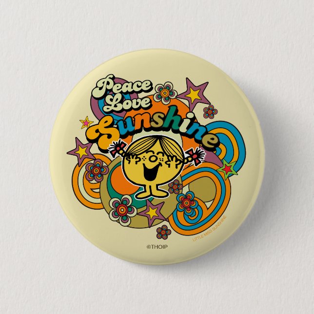 Little Miss Sunshine Peace Love Sunshine  6 Cm Round Badge (Front)