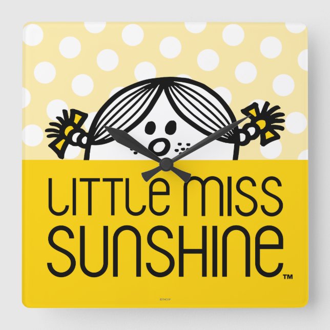 Little Miss Sunshine Peeking Square Wall Clock (Front)