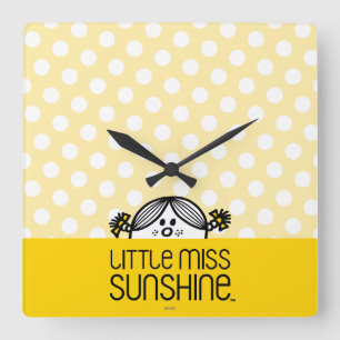 Little Miss Sunshine Peeking Square Wall Clock
