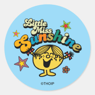 Little Miss Sunshine Stars & Flowers Classic Round Sticker