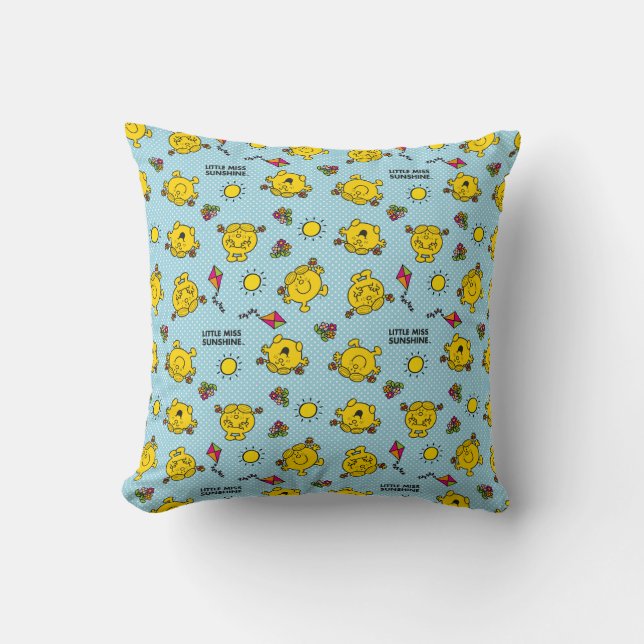 Little Miss Sunshine | Teal Polka Dot Pattern Cushion (Front)