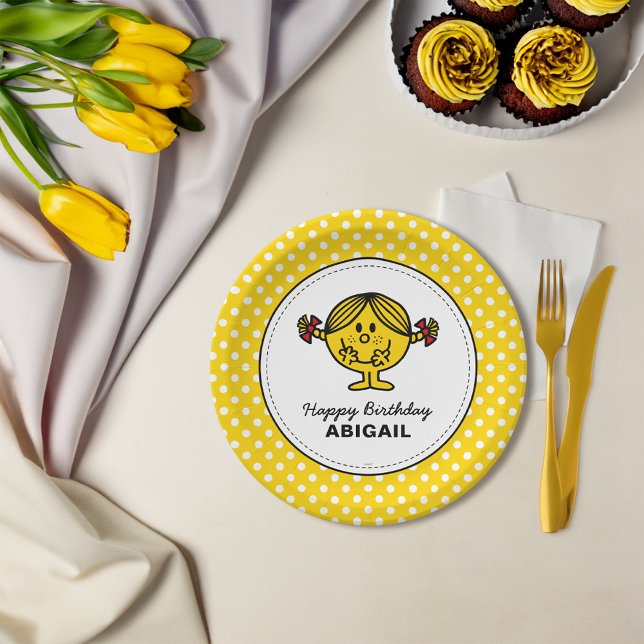 Little Miss Sunshine | Yellow Birthday Paper Plate (Plate on table)