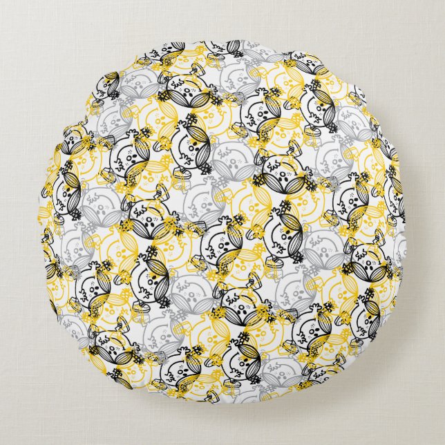 Little Miss Sunshine Yellow Character Pattern Round Cushion (Front)