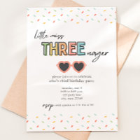Little Miss Threenager 3rd Birthday Invitation