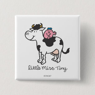 Little Miss Tiny Cow Riding 15 Cm Square Badge