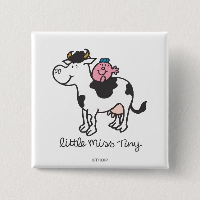 Little Miss Tiny | Cow Riding 15 Cm Square Badge (Front)