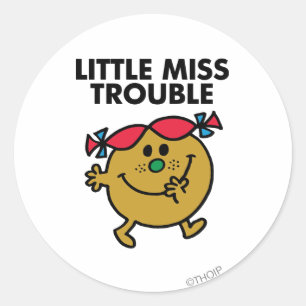 Little Miss Trouble   Black Lettering Classic Round Sticker