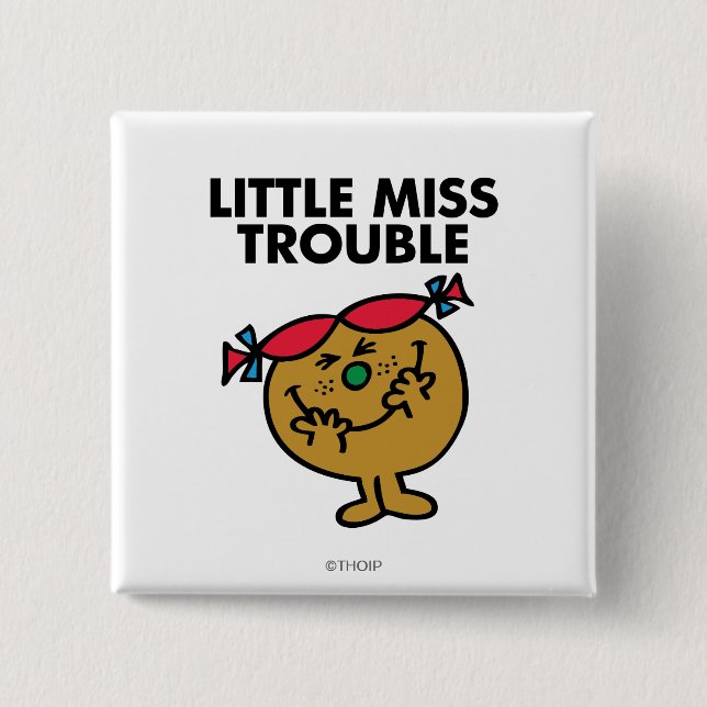 Little Miss Trouble | Laughing 15 Cm Square Badge (Front)