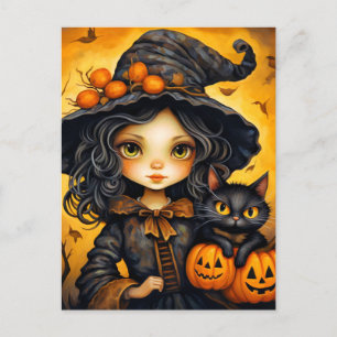 Little Miss Witch   Happy Halloween Postcard
