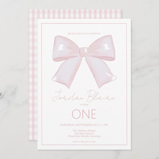 Little Miss Wonderful Pink 1st First Birthday  Invitation (Front/Back)