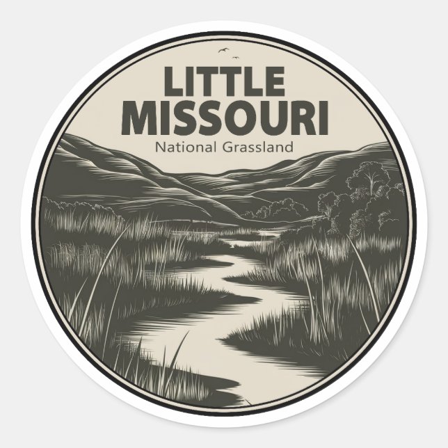Little Missouri National Grassland Stream Classic Round Sticker (Front)