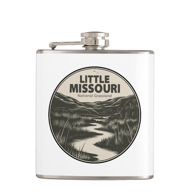 Little Missouri National Grassland Stream Hip Flask (Front)
