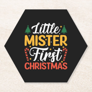Little Mister First Christmas - Funny Christmas Paper Coaster