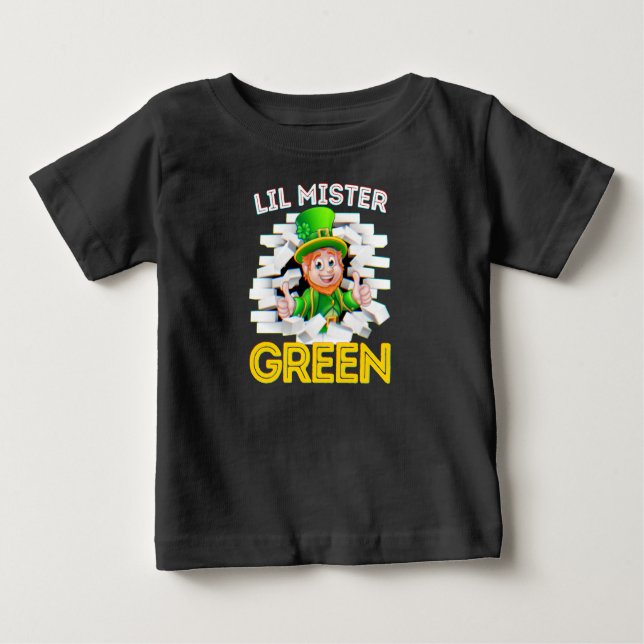 Little Mister Green Irish Baby Boy Leprechaun Boys T-Shirt (Front)