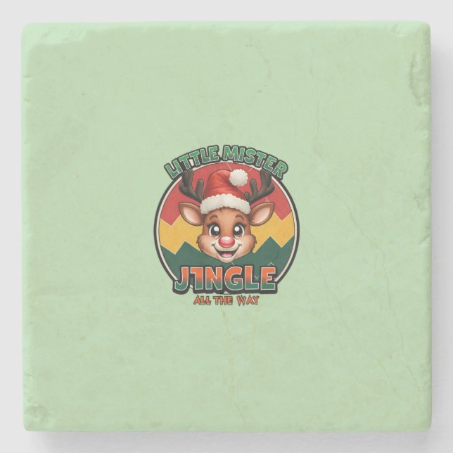 Little Mister Jingle All The Way  Stone Coaster (Front)