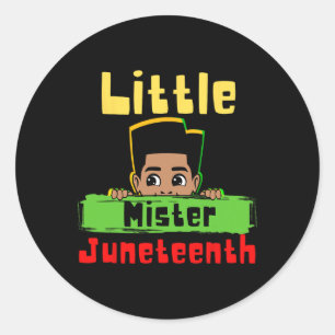 Little Mister Juneteenth Black King Melanin Brown Classic Round Sticker