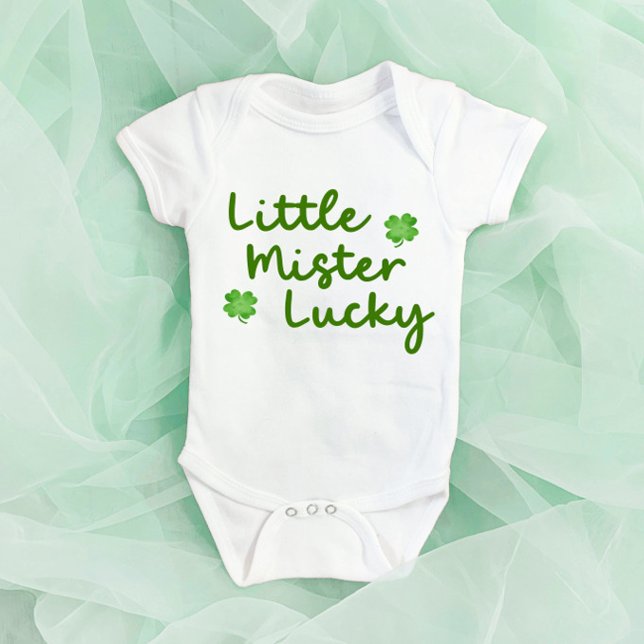 Little Mister Lucky St Patrick's Day Green Clover Baby Bodysuit (Creator Uploaded)