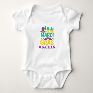 Little Mister Mardi Gras Personalised Baby Bodysuit