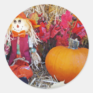 Little Mister Scarecrow Classic Round Sticker