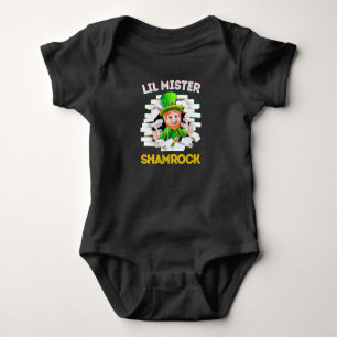 Little Mister Shamrock Irish Baby Boy Leprechaun Bodysuit