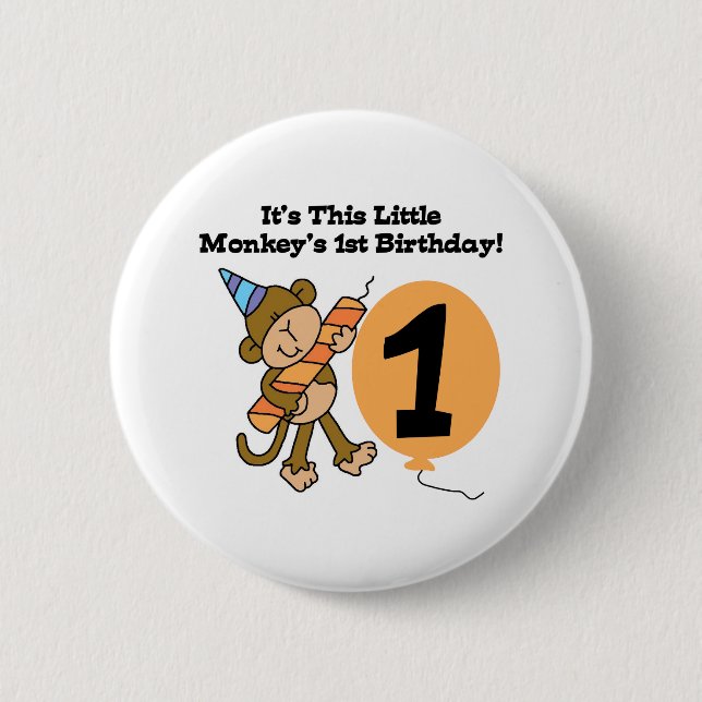 Little Monkey 1st Birthday 6 Cm Round Badge (Front)