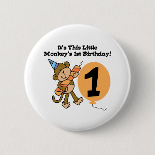 Little Monkey 1st Birthday 6 Cm Round Badge