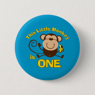 Little Monkey 1st Birthday Boy Button