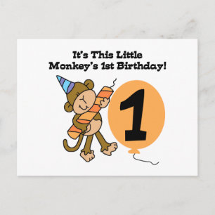 Little Monkey 1st Birthday Tshirts and Gifts Postcard
