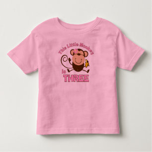 Little Monkey 3rd Birthday Girl Toddler T-Shirt