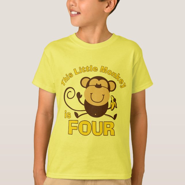 Little Monkey 4th Birthday Boy T-Shirt (Front)