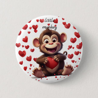 Little monkey- 6 cm round badge