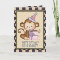 Little Monkey Birthday greeting card