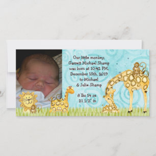 Little Monkey Boy Baby Birth Announcement