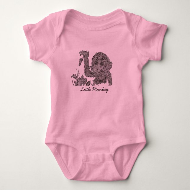 Little Monkey Girl's Babysuit  Baby Bodysuit (Front)