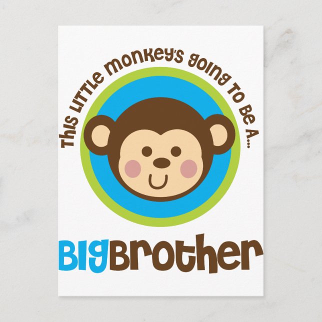 Little Monkey Going To Be A Big Brother Postcard (Front)