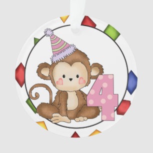 Little Monkey Happy Birthday Ornament