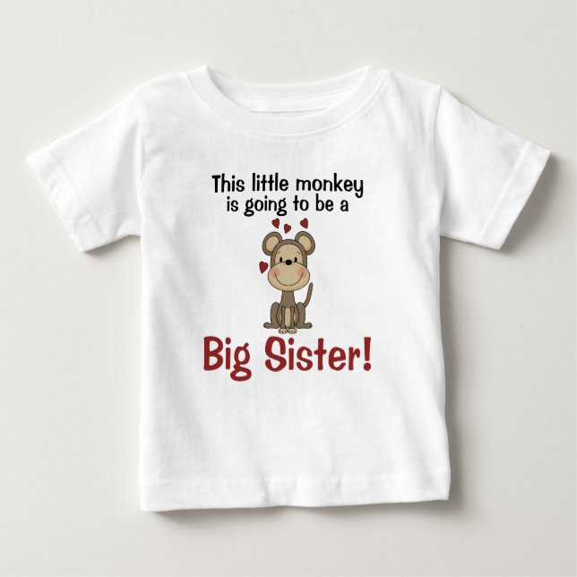Little Monkey Hearts Big Sister Baby T-Shirt (Front)