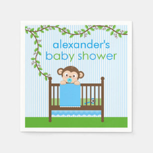 Little Monkey in a Crib Boy Paper Napkins
