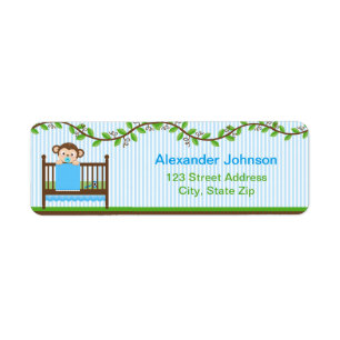 Little Monkey in a Crib Boy Return Address Labels