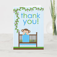 Little Monkey in a Crib Boy Thank You Card