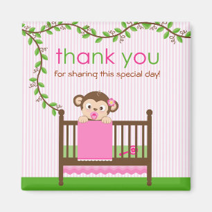 Little Monkey in a Crib Girl Thank You Magnet