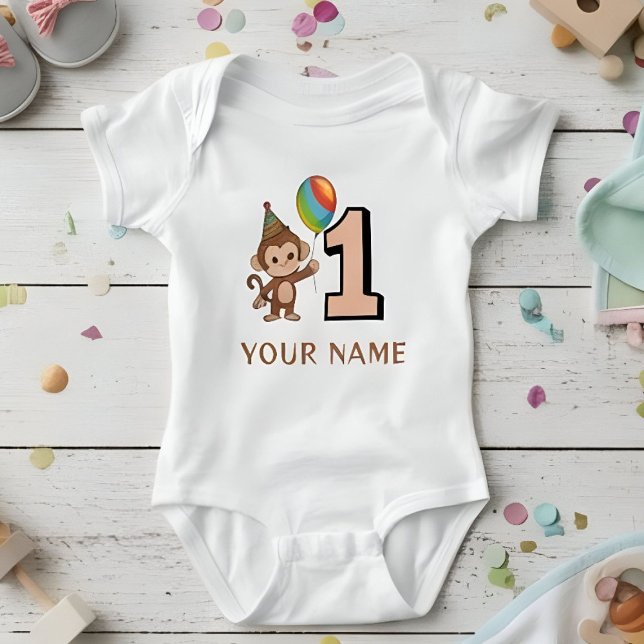Little Monkey Kids 1st Birthday Personalised  Baby Bodysuit (Creator Uploaded)