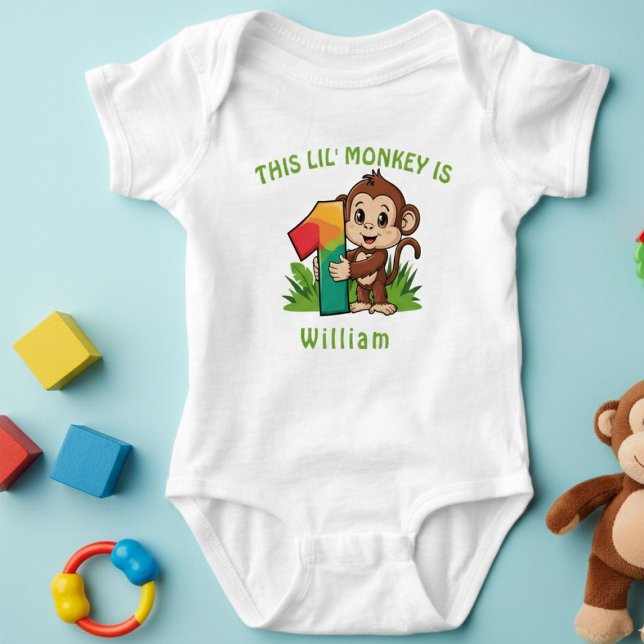 Little Monkey Kids 1st Birthday Personalised Baby  Bodysuit (Creator Uploaded)