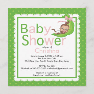 Little Monkey Pea Pod Baby Shower Invitations