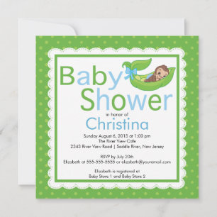 Little Monkey Pea Pod Baby Shower Invitations