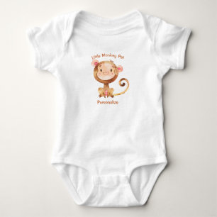 Little Monkey Pet Cute Baby Monkey Personalise Bodysuit