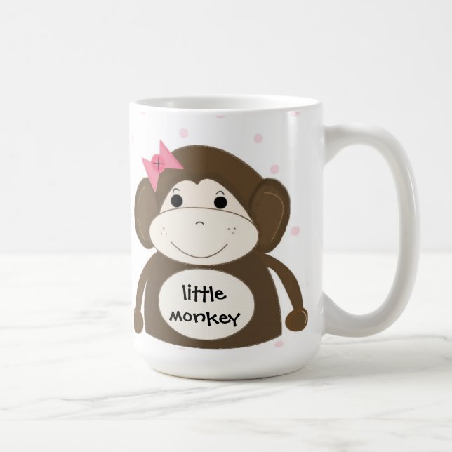 Little Monkey With A Pink Hair Bow Coffee Mug (Right)