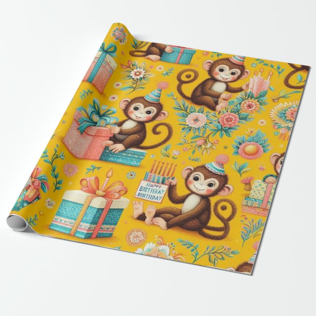 Little Monkey Wrapping Paper (Unrolled)